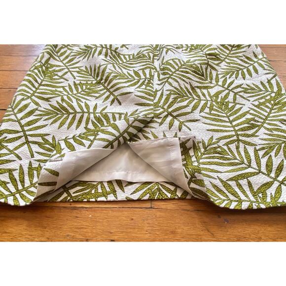 ANN TAYLOR Petite Green/White Fauna Cotton Pencil Skirt sz 10P - Picture 5 of 10